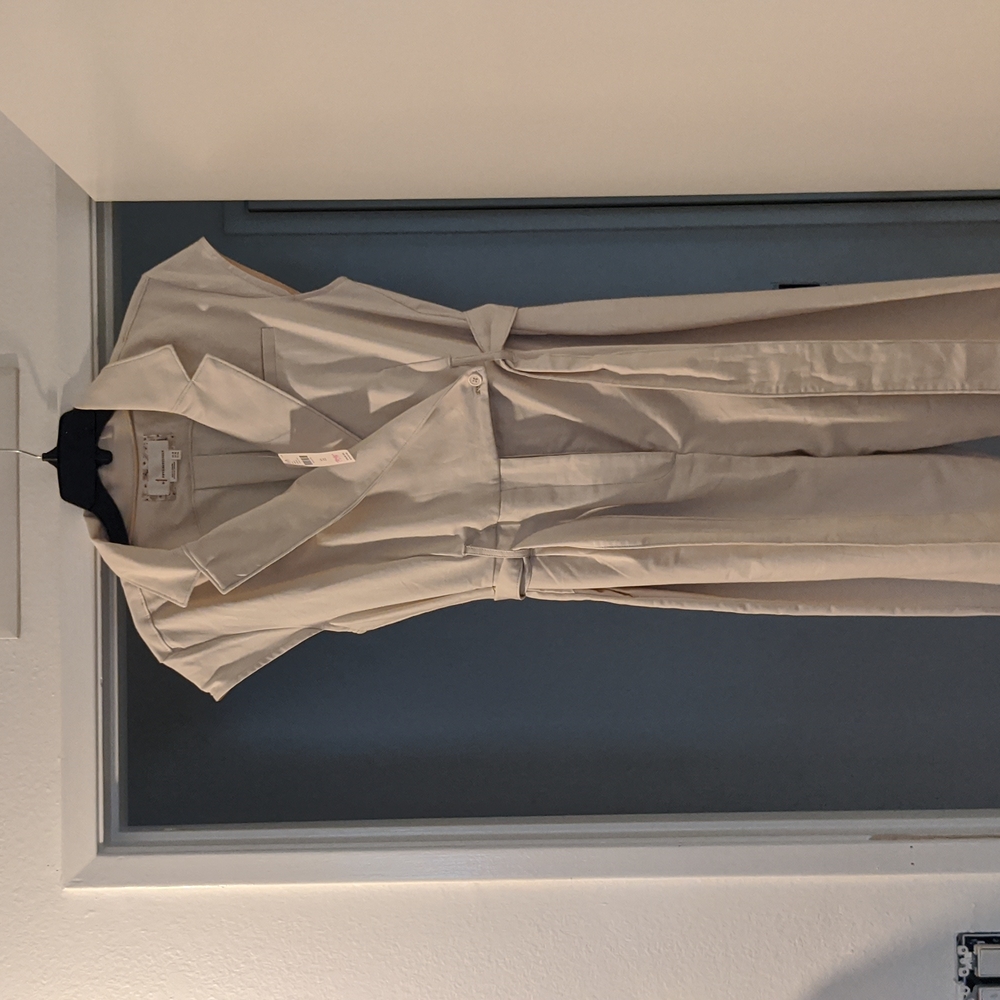 Cream colored cap sleeve jumpsuit